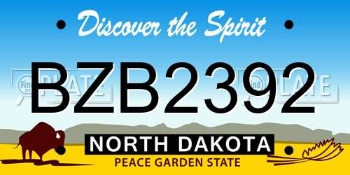 BZB2392 North Dakota License Plate