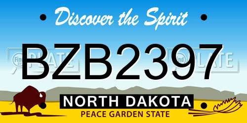 BZB2397 North Dakota License Plate