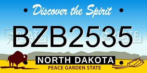 BZB2535 North Dakota License Plate