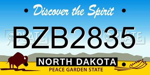 BZB2835 North Dakota License Plate