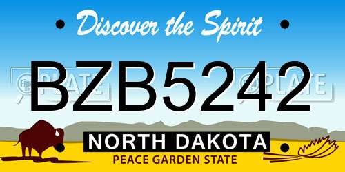 BZB5242 North Dakota License Plate