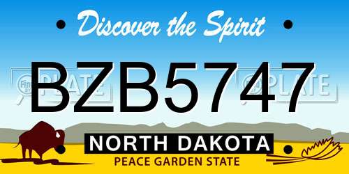 BZB5747 North Dakota License Plate