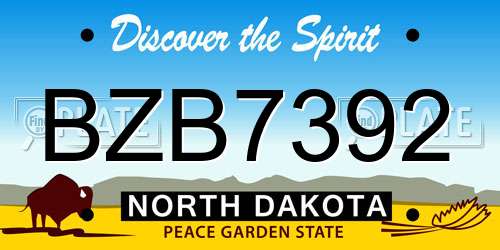 BZB7392 North Dakota License Plate
