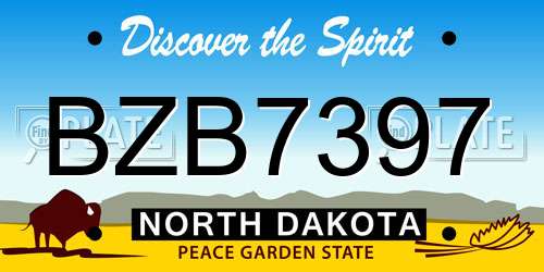 BZB7397 North Dakota License Plate