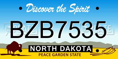 BZB7535 North Dakota License Plate