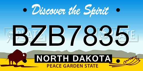 BZB7835 North Dakota License Plate