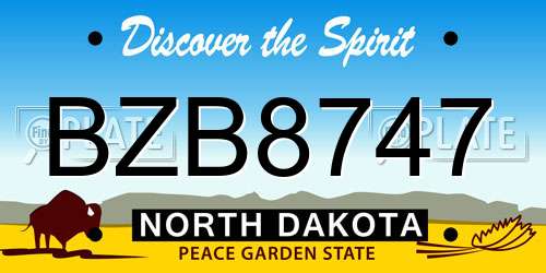 BZB8747 North Dakota License Plate