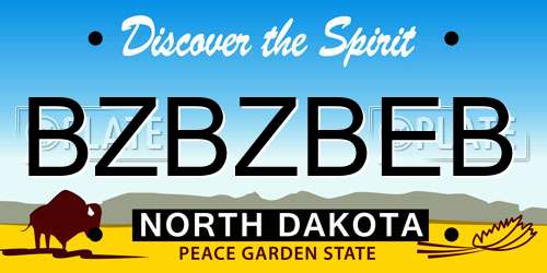 BZBZBEB North Dakota License Plate