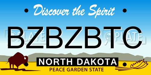 BZBZBTC North Dakota License Plate
