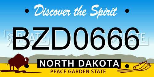 BZD0666 North Dakota License Plate