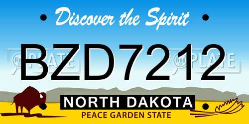 BZD7212 North Dakota License Plate