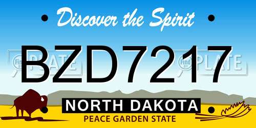 BZD7217 North Dakota License Plate