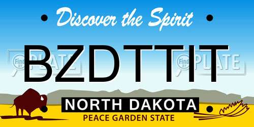 BZDTTIT North Dakota License Plate