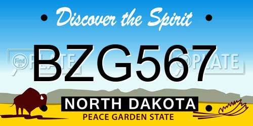 BZG567 North Dakota License Plate