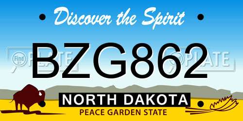BZG862 North Dakota License Plate