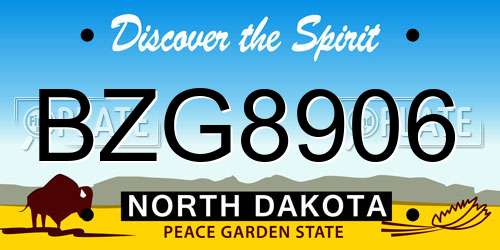 BZG8906 North Dakota License Plate
