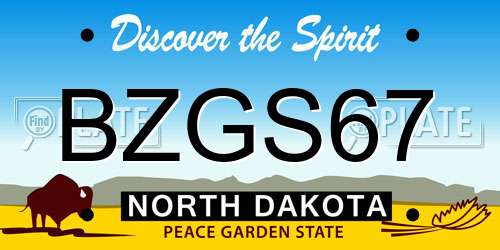 BZGS67 North Dakota License Plate