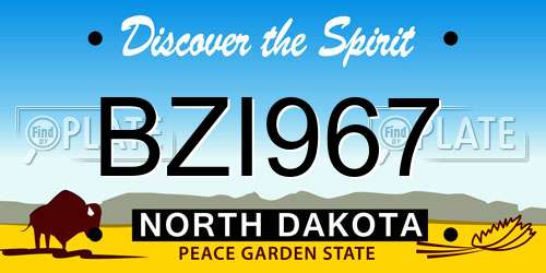 BZI967 North Dakota License Plate