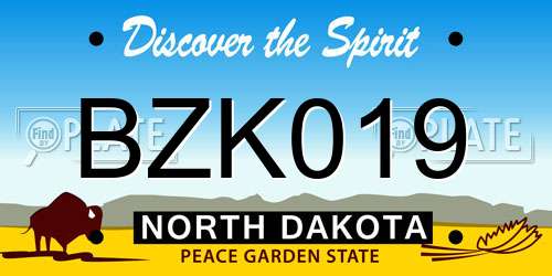 BZK019 North Dakota License Plate