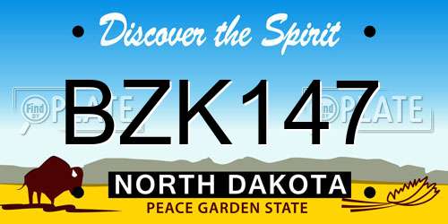 BZK147 North Dakota License Plate