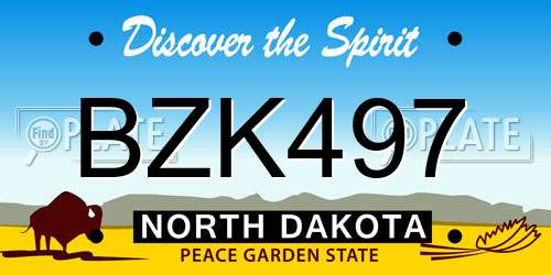 BZK497 North Dakota License Plate