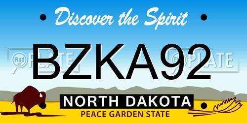 BZKA92 North Dakota License Plate