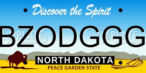 BZODGGG North Dakota License Plate