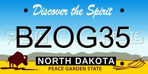 BZOG35 North Dakota License Plate