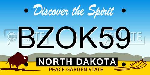 BZOK59 North Dakota License Plate
