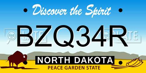 BZQ34R North Dakota License Plate