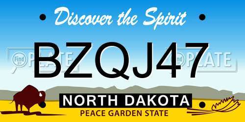BZQJ47 North Dakota License Plate