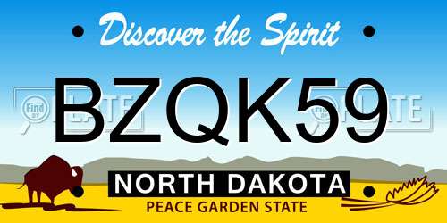 BZQK59 North Dakota License Plate