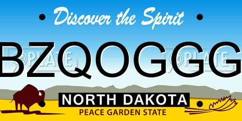 BZQOGGG North Dakota License Plate