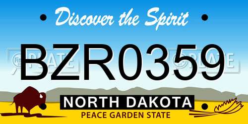 BZR0359 North Dakota License Plate