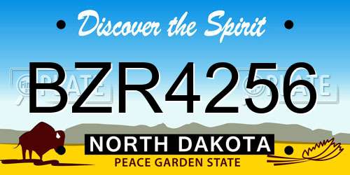 BZR4256 North Dakota License Plate