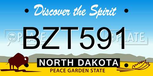 BZT591 North Dakota License Plate