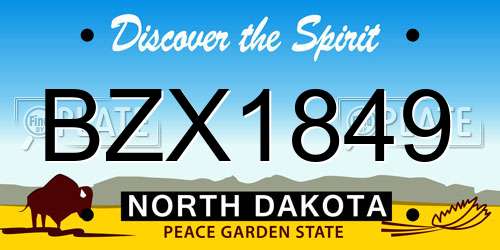 BZX1849 North Dakota License Plate
