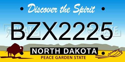 BZX2225 North Dakota License Plate