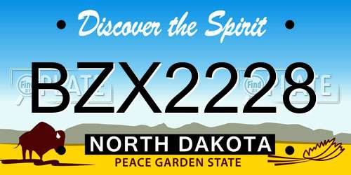 BZX2228 North Dakota License Plate
