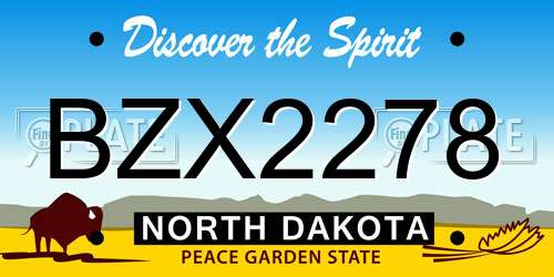 BZX2278 North Dakota License Plate