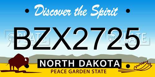 BZX2725 North Dakota License Plate