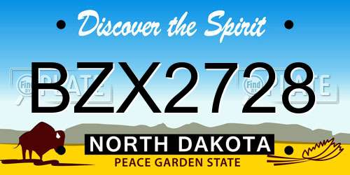BZX2728 North Dakota License Plate