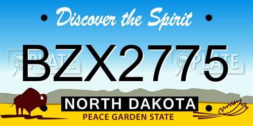 BZX2775 North Dakota License Plate