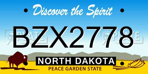 BZX2778 North Dakota License Plate