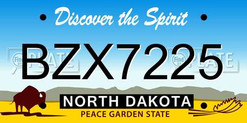 BZX7225 North Dakota License Plate