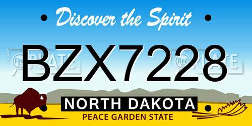 BZX7228 North Dakota License Plate