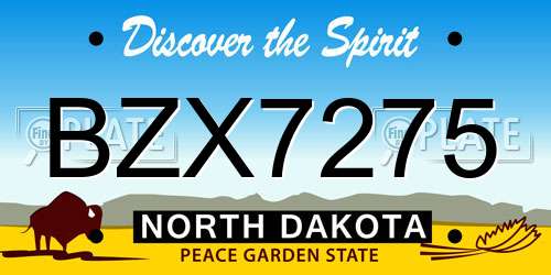 BZX7275 North Dakota License Plate