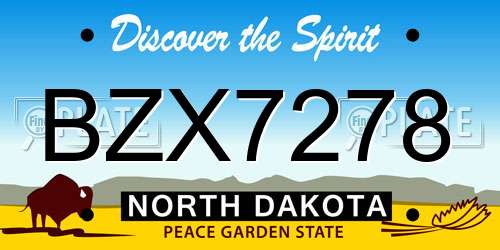 BZX7278 North Dakota License Plate