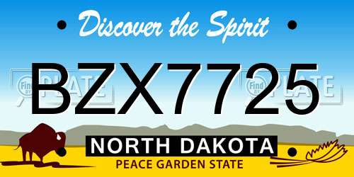 BZX7725 North Dakota License Plate