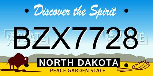 BZX7728 North Dakota License Plate
